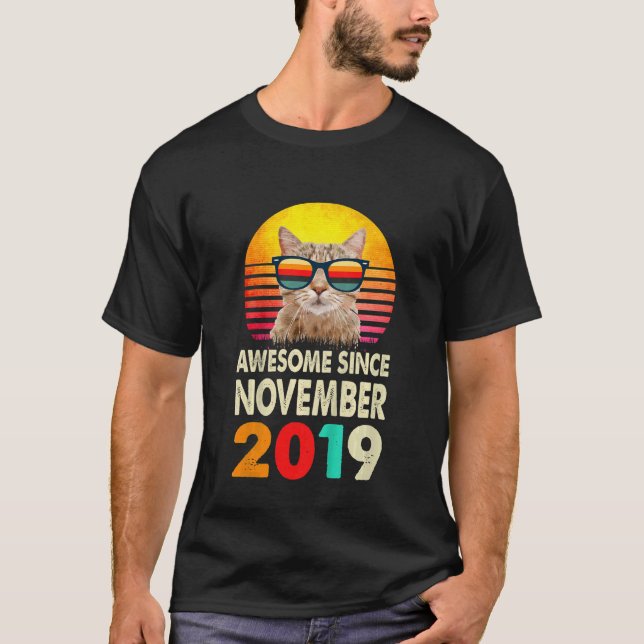 Camiseta Sorprendente gato infantil desde noviembre de 2019 (Anverso)