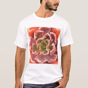 Camiseta Sorprendente Jardín Suculentos Tonos Rosa Arte Rea
