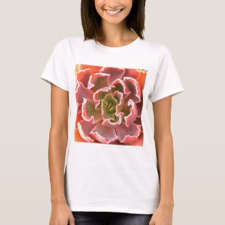 Camiseta Sorprendente Jardín Suculentos Tonos Rosa Arte Rea