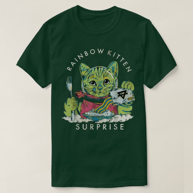Camiseta Sorpresa de Gatito Arcoiris Vintage  (Diseño del anverso)