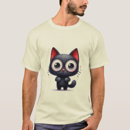 Camiseta Sorpresa de gatito negro con ojos de insecto adora