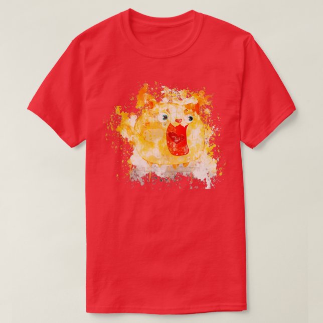 Camiseta Sorpresa gato rojo color de agua pintado (Diseño del anverso)