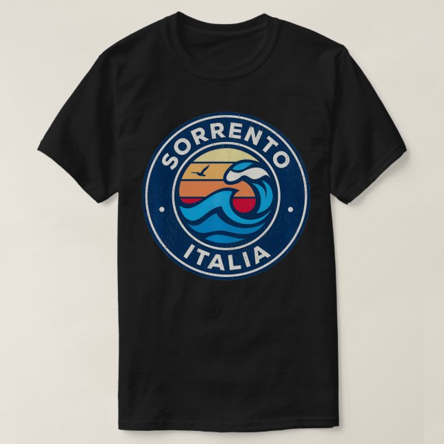 Camiseta Sorrento Italia Vintage Nautical Waves Design (Diseño del anverso)
