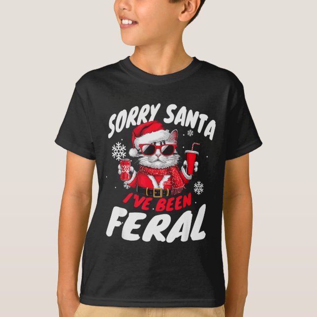 Camiseta Sorry Santa I've Been Feral Cheeky Cat Christmas P (Anverso)