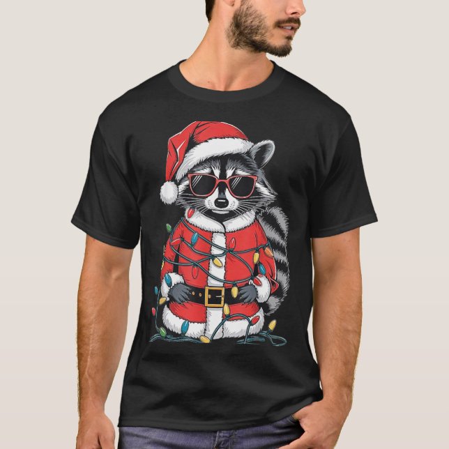 Camiseta Sorry Santa I've Been Feral, Christmas Raccoon, Sa (Anverso)