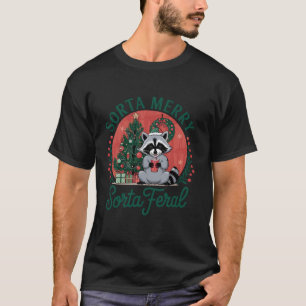 Camiseta Sorta Merry Sorta Feral Funny Raccoon Amantes Chri