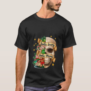 Camiseta Sorta Scary Sorta Merry Christmas Skull Xmas Tree