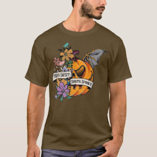 Camiseta Sorta Sweet Sorta Spooky Bat wing Pumpkin Floral H