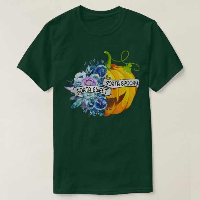 Camiseta Sorta Sweet Sorta Spooky Flowe Jack O' Lantern H (Diseño del anverso)
