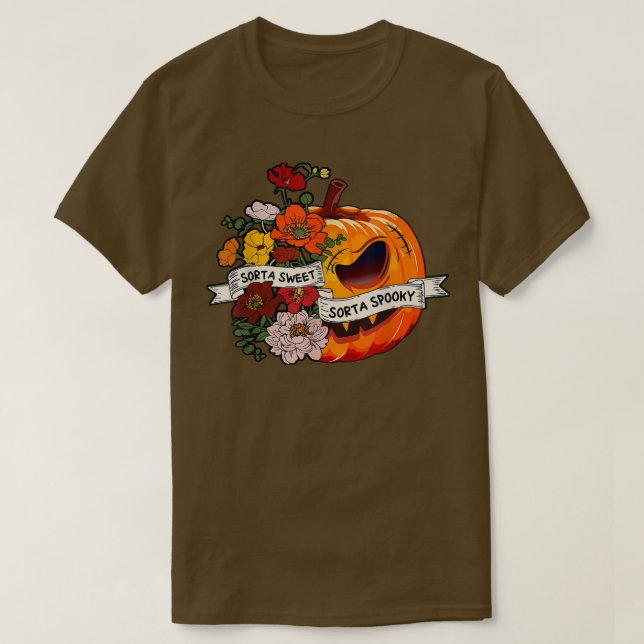 Camiseta Sorta Sweet Sorta Spooky Flowe Jack O' Lantern H (Diseño del anverso)