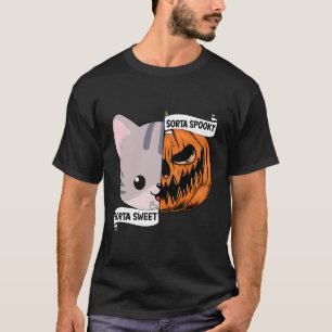 Camiseta Sorta Sweet Sorta Spooky Funny Pumpkin Cat Lover H