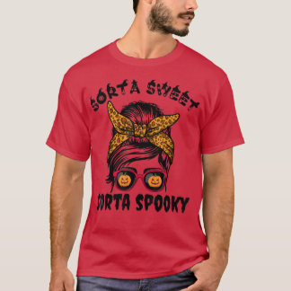 Camiseta Sorta Sweet Sorta Spooky Pumpkin Messy Bun Hallowe