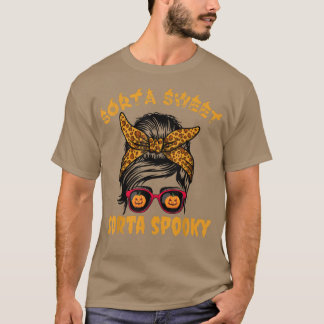 Camiseta Sorta Sweet Sorta Spooky Pumpkin Messy Bun Hallowe