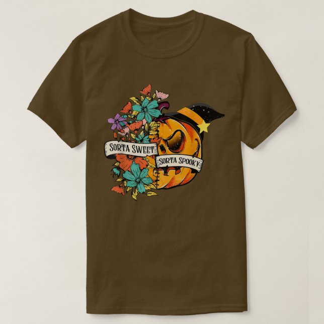 Camiseta Sorta Sweet Sorta Spooky Pumpkin Scary Halloween F (Diseño del anverso)