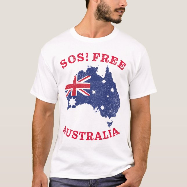 Camiseta ¡SOS! Australia libre - Australia de Libertad y De (Anverso)