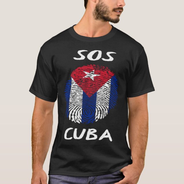 Camiseta SOS Cuba DNA Cuba Libre Libertad y Libertad (Anverso)