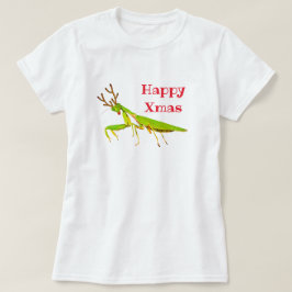 Camiseta sospechada roja de Navidad de la mantis