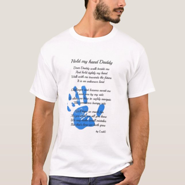 Camiseta Sostén el poema de mi papá de mano del pequeño reg (Anverso)