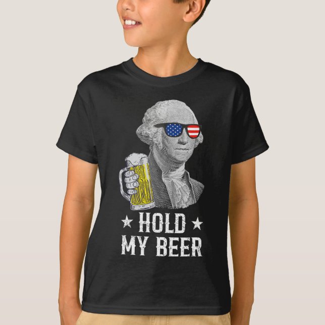 Camiseta Sostén mi cerveza George Washington Patriot Funny  (Anverso)