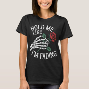 Camiseta Sosténme como si fuera un esqueleto mano rosa roja