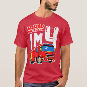 Camiseta Sound The Alarm I'm 4 4th Birthday Fire Truck Four