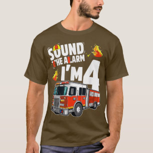 Camiseta Sound The Alarm I'm 4 Fire Truck 4th Birthday Boys