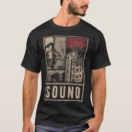 Camiseta SOUND Urban Cityscape Poster gráfico | Retro