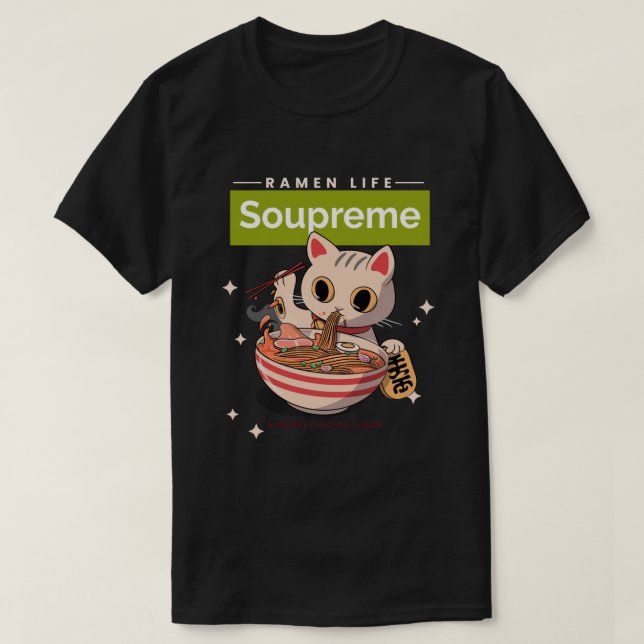 Camiseta Soupreme - Buena sopa - Fideos de Ramen para el ga (Diseño del anverso)