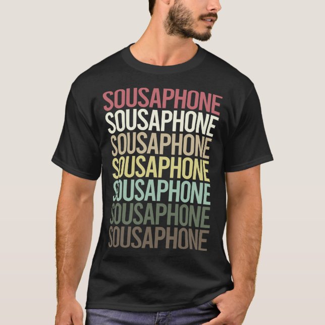 Camiseta Sousáfono de texto colorido (Anverso)