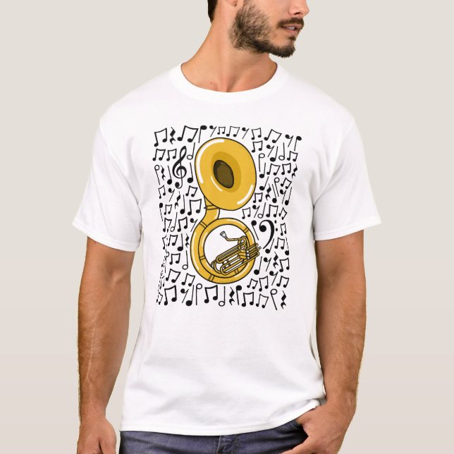 Camiseta Sousaphone Musical Notes Brass Músico (Anverso)