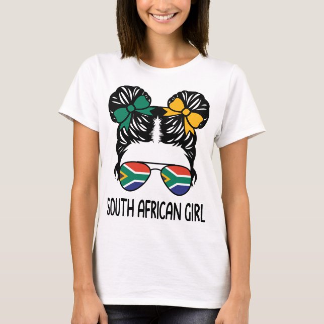 Camiseta South African Girl Messy Hair Sunglasses South Afr (Anverso)