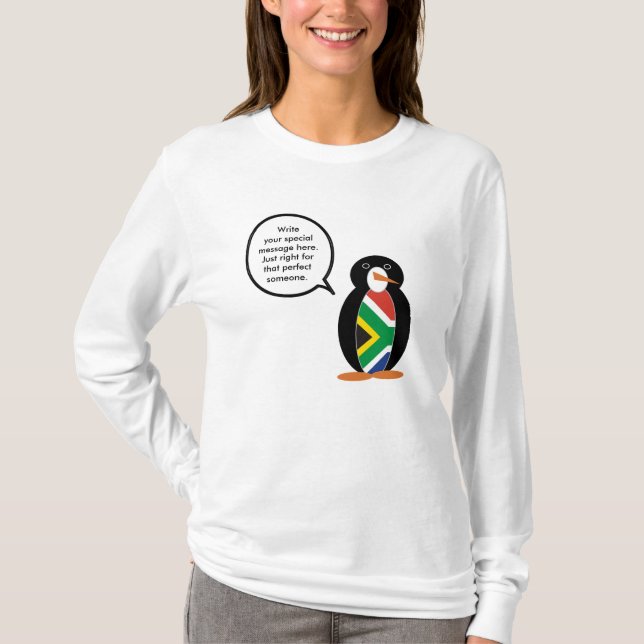 Camiseta South African Talking Ms. Penguin Personalize Text (Anverso)