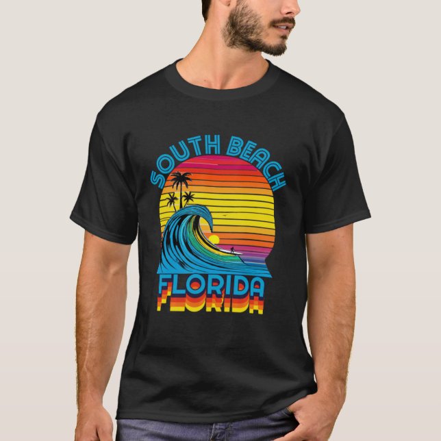 Camiseta South Beach Florida Retro Throwback Surf & Beach S (Anverso)