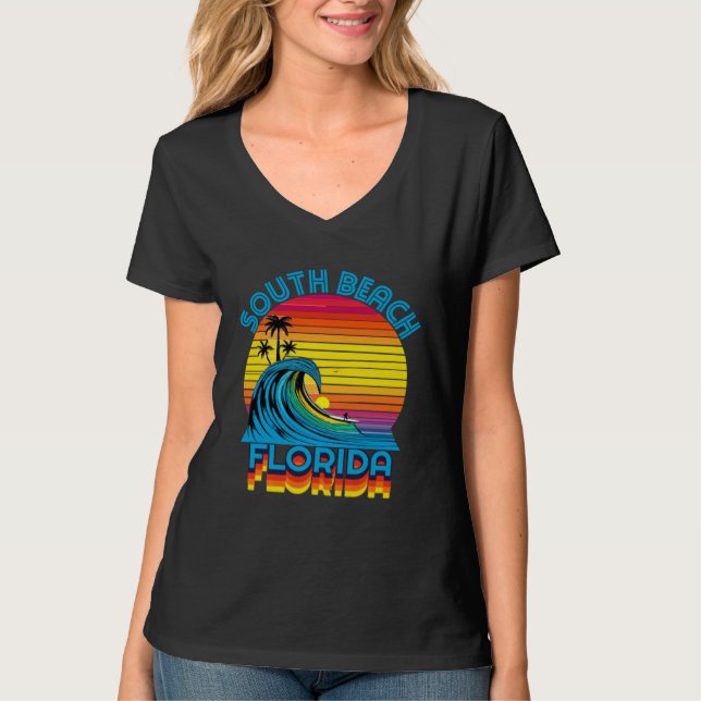 Camiseta South Beach Florida Retro Throwback Surf & Beach S (Anverso)