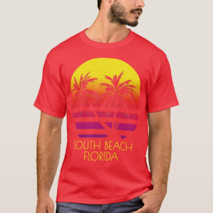 Camiseta South Beach Florida Vintage Tropical Sunset Palm T