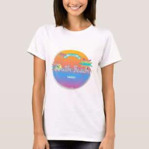 Camiseta South Beach, Miami, Florida con palmeras