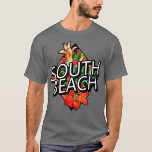 Camiseta South Beach Miami Florida Viajes Flores Tropicales