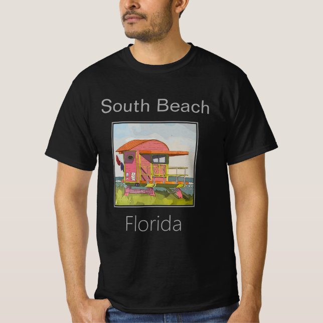 Camiseta South Beach Pink art Deco, Lifeguard Tower (Anverso)
