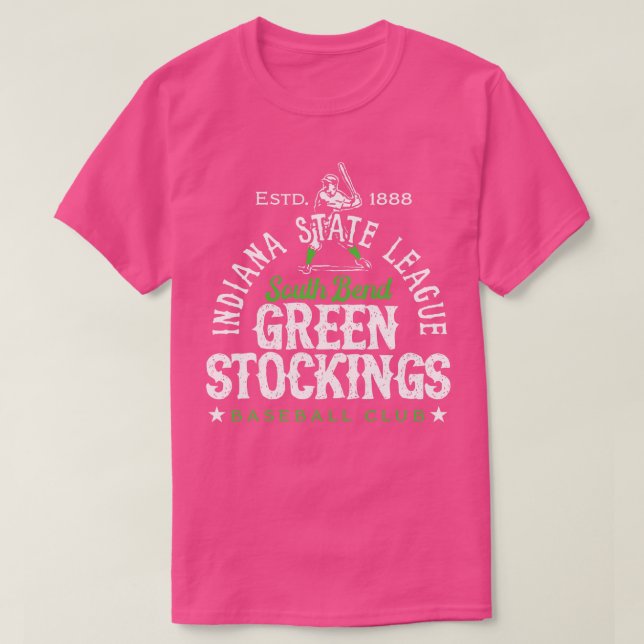 Camiseta South Bend Green Stockings Baseball (Diseño del anverso)