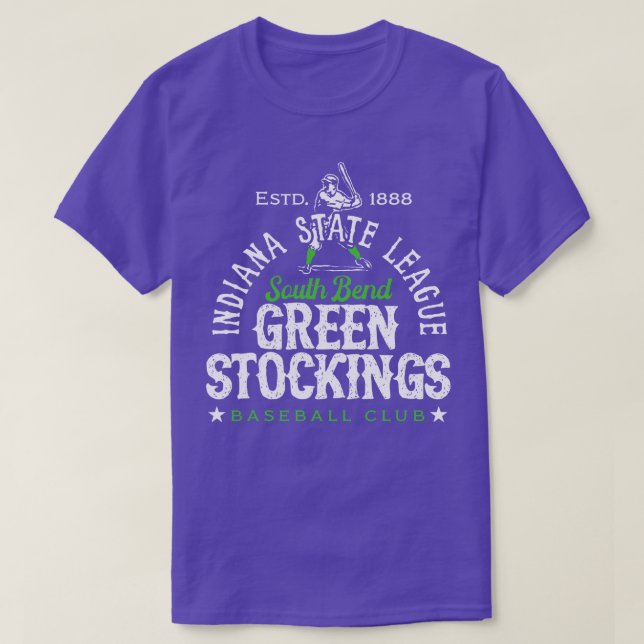 Camiseta South Bend Green Stockings Baseball (Diseño del anverso)