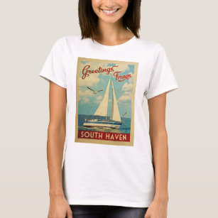 Camiseta South Haven Sailboat Vintage Travel Michigan