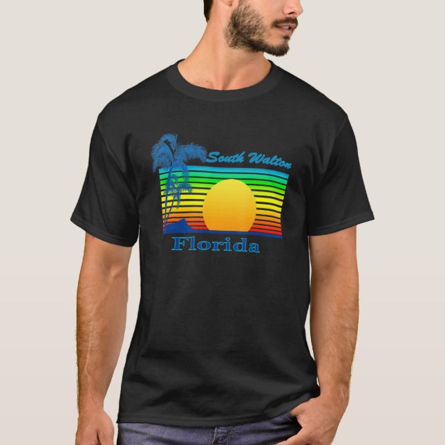 Camiseta South Walton Florida Retro Tropical Beach Sunset (Anverso)