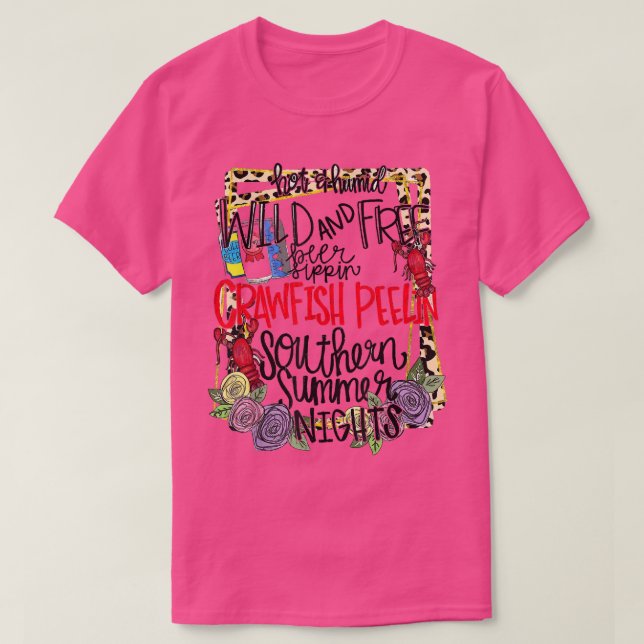 Camiseta Southern summer nights wild and free crawfish peel (Diseño del anverso)