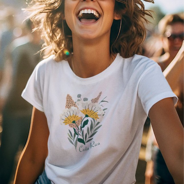 Camiseta Souvenir botánico de la mujer en Costa Rica (Woman's Botanical Costa Rica Souvenir T-Shirt)