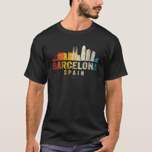 Camiseta Souvenir de España Retro Barcelona Skyline Vintage