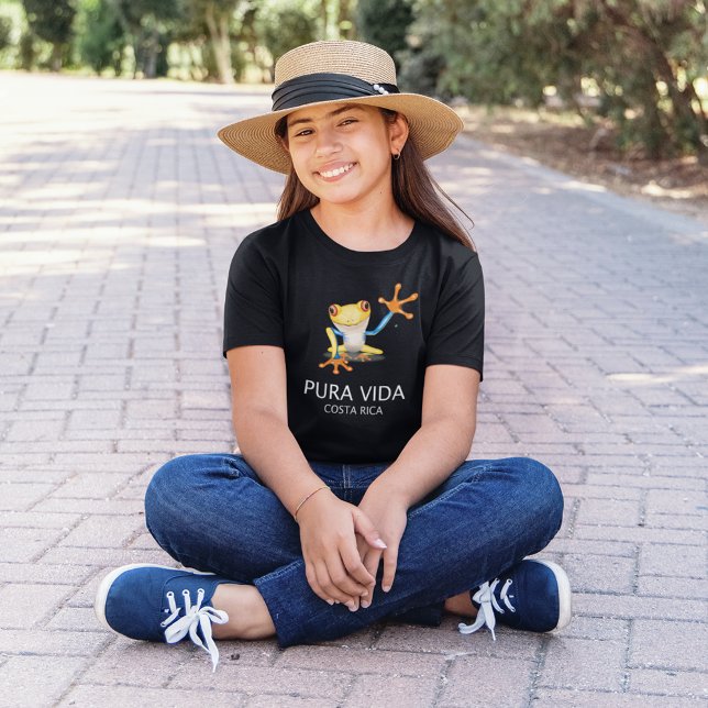 Camiseta Souvenir de la rana arbórea de Costa Rica Pura Vid (Costa Rica Tree Frog Pura Vida Souvenir T-Shirt)