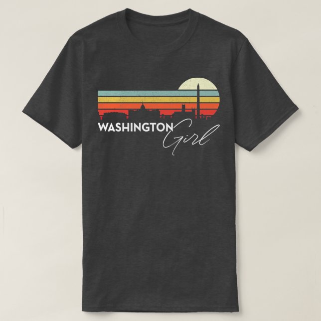 Camiseta Souvenir del Skyline de la ciudad del Chica Retro  (Diseño del anverso)