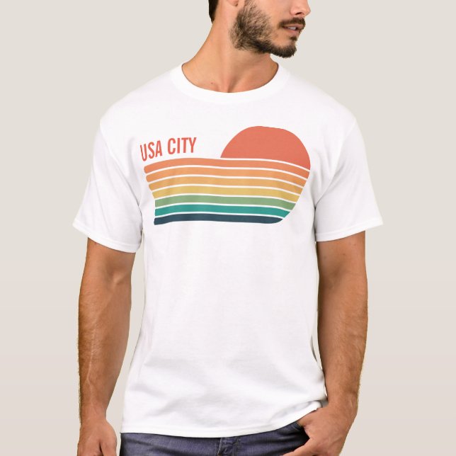 Camiseta Souvenir retro de la geografía estatal de la ciuda (Anverso)