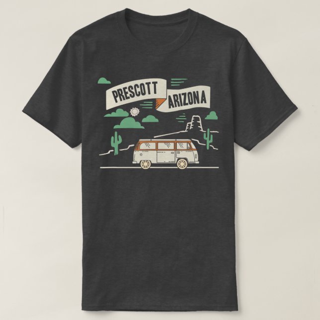 Camiseta souvenir retro del desierto Prescott Arizona (Diseño del anverso)
