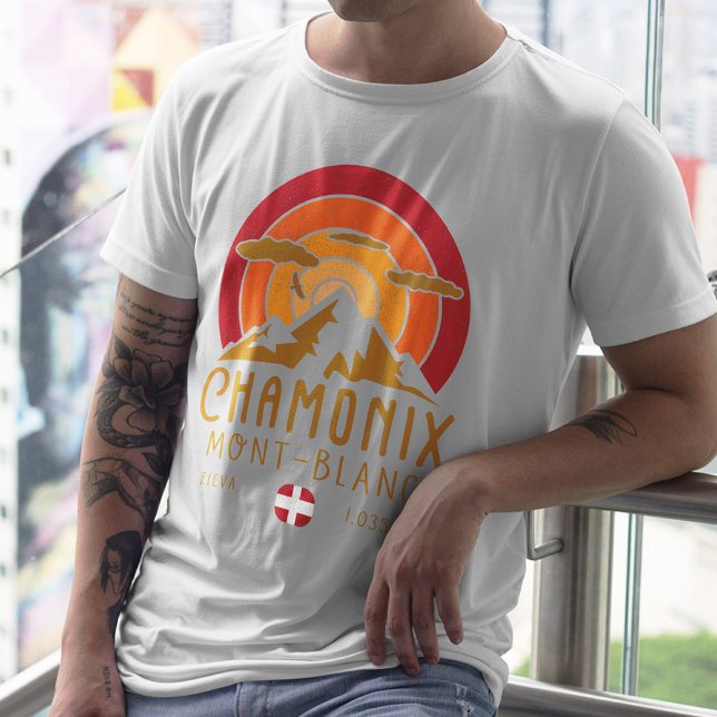 Camiseta Souvenirs de esquí Retro Sunset de Chamonix France (Subido por el creador)